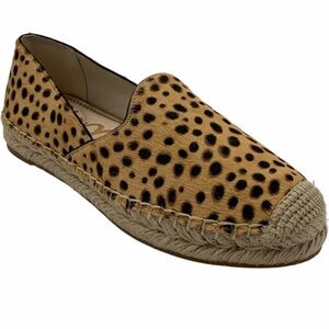 Sam Edelman Kesia Animal Print Leather Slip-On Espadrilles - 9.5 🐆